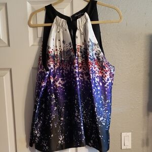 Kenneth Cole Black and Purple Sleeveless Blouse